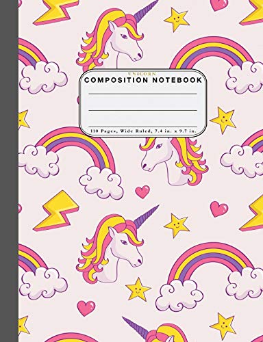 9781084128491: Wide Ruled Composition Notebook Unicorn: Wide Rule Notebook and 110 Wide Ruled Pages