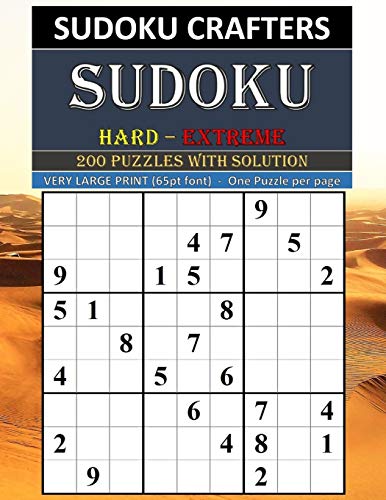 9781086050516: SUDOKU Hard - Extreme 200 PUZZLES WITH SOLUTION: VERY LARGE PRINT (65pt font) - One Puzzle per page