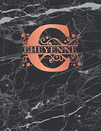 Stock image for Cheyenne: Personalized Dot Grid Bullet Notebook for Women or Girls. Monogram Initial C. Black Marble & Rose Gold Cover. 8.5" x 11" 110 Pages Dotted Journal Diary Pape for sale by Revaluation Books