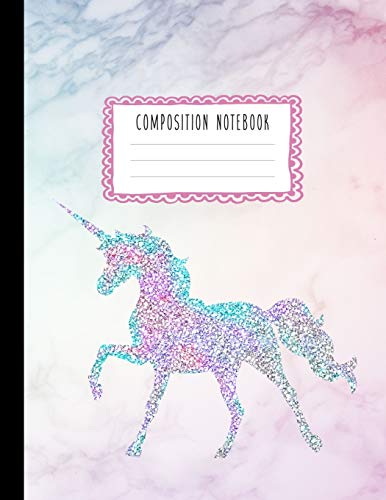 Stock image for Composition Notebook: Glitter Unicorn and Rainbow Pastel Hue Marble Journal for Girls, Kids, School, for sale by Save With Sam