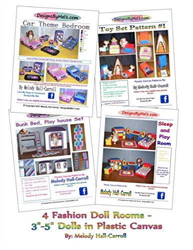 Beispielbild fr 4 Fashion Doll Rooms - 3"-5" Dolls in Plastic Canvas: Car Theme Room, Playroom, Bunkbed Playhouse Set, Toy Set zum Verkauf von Revaluation Books