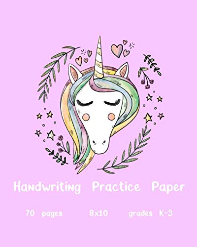 9781090574510: Handwriting Practice Paper: Paperback Primary Composition Unicorn notebook 8 x 10 with wide ruled lines on each page perfect for K - Grade 3.