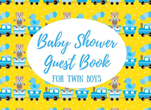 Beispielbild fr Baby Shower Guest Book for Twin Boys: Blue Train Yellow Background zum Verkauf von Revaluation Books