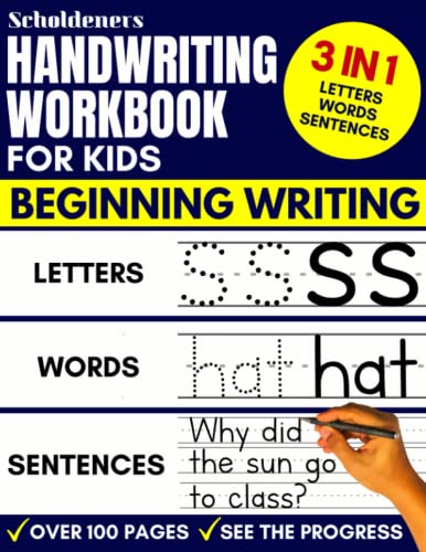 Handwriting Workbook for Kids: 3-in-1 Writing Practice Book to Master  Letters, Words & Sentences: Scholdeners: 9781093144796: Books 