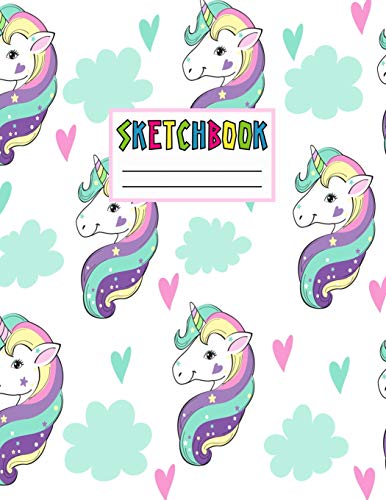 Unicorn Sketchbook: Cute Unicorn Kawaii Sketchbook For Girls Size