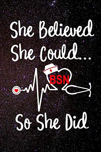 Beispielbild fr She Believed She Could So She Did BSN: Bachelors of Science in Nursing Letters Nurse's Hat EKG Heartbeat Heart Medical Stethoscope 120 Dot Matrix Grid Pages Notebook Journal Size: 6? x 9? zum Verkauf von Your Online Bookstore