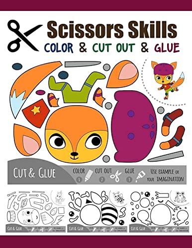 Imagen de archivo de Scissors Skill Color & Cut out and Glue: 50 Cutting and Paste Skills Workbook, Preschool and Kindergarten, Ages 3 to 5, Scissor Cutting, Fine Motor Skills, Hand-Eye Coordination Let's Cut Paper! a la venta por PlumCircle