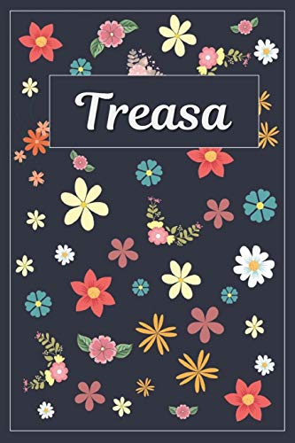 Stock image for Treasa: Lined Writing Notebook with Personalized Name | 120 Pages | 6x9 | Flowers for sale by Revaluation Books