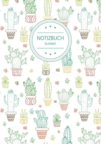 Imagen de archivo de Notizbuch Blanko: Notizbuch A4 Blanko (110 Seiten, Vintage Softcover, Seitenzahlen, Weies Papier - Dickes Notizheft, Skizzenbuch, Zeichenbuch, . - Motiv: Kaktus Muster Kakteen Bunt a la venta por Revaluation Books