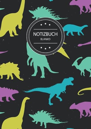 Imagen de archivo de Notizbuch Blanko: Notizbuch A4 Blanko (110 Seiten, Vintage Softcover, Seitenzahlen, Weies Papier - Dickes Notizheft, Skizzenbuch, Zeichenbuch, Blankobuch, Sketchbook - Motiv: Dinosaurier Muster Bunt a la venta por Revaluation Books