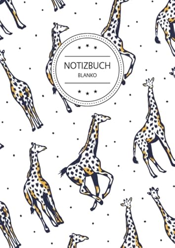 Imagen de archivo de Notizbuch Blanko: Notizbuch A4 Blanko (110 Seiten, Vintage Softcover, Seitenzahlen, Weies Papier - Dickes Notizheft, Skizzenbuch, Zeichenbuch, Blankobuch, Sketchbook - Motiv: Giraffen Muster Giraffe a la venta por Revaluation Books