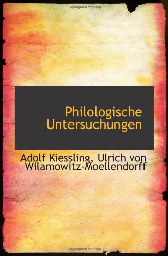 Stock image for Philologische Untersuchungen for sale by Revaluation Books
