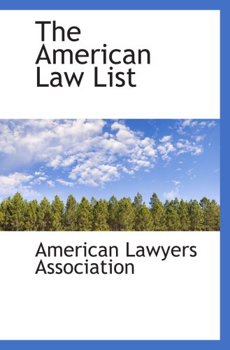 Imagen de archivo de The American Law List a la venta por Revaluation Books