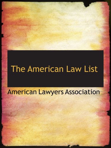 Imagen de archivo de The American Law List a la venta por Revaluation Books