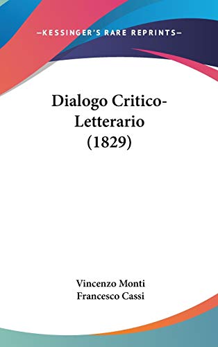 9781104100063: Dialogo Critico-Letterario (1829)