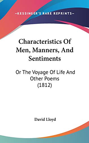 9781104107819: Characteristics Of Men, Manners, And Sentiments: Or The Voyage Of Life And Other Poems (1812)