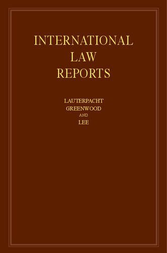 Beispielbild fr International Law Reports: Volume 160 (International Law Reports, Series Number 160) zum Verkauf von Cambridge Rare Books