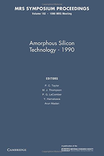 Imagen de archivo de Amorphous Silicon Technology " 1990: Volume 192 a la venta por Revaluation Books