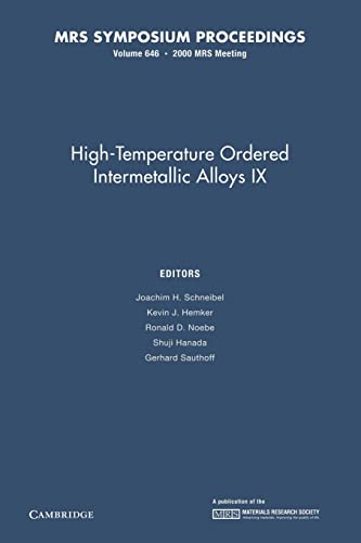 9781107412903: HighTemperature Ordered Intermetallic Alloys Ix: Volume 646 (MRS Proceedings)