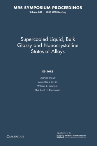 Beispielbild fr Supercooled Liquid, Bulk Glassy and Nanocrystalline States of Alloys: Volume 644 (MRS Proceedings) zum Verkauf von HPB-Red