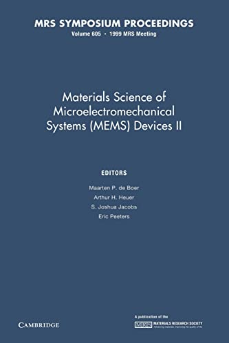 Imagen de archivo de Materials Science of Microelectromechanical Systems (MEMS) Devices II: Volume 605 a la venta por Revaluation Books