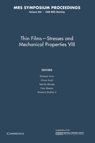 Stock image for Thin Films Stresses And Mechanical Properties Viii V594 Pb for sale by Iridium_Books