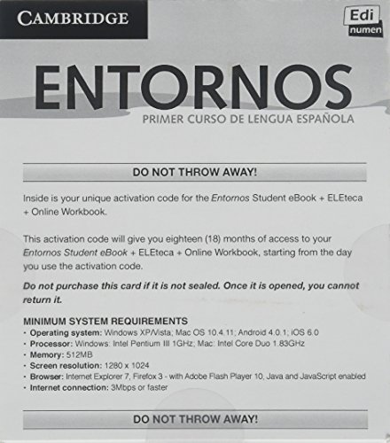 9781107469396: Entornos Beginning eBook for Student Plus Eleteca Access and Online Workbook Activation Card