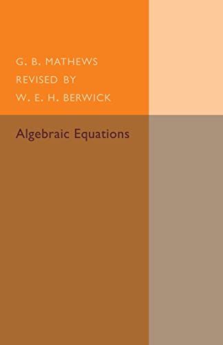 Beispielbild fr Algebraic Equations zum Verkauf von Revaluation Books