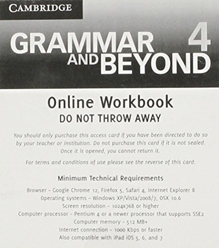 Imagen de archivo de Grammar and Beyond Level 4 Online Workbook (Standalone for Students) via Activation Code Card L2 version a la venta por POQUETTE'S BOOKS