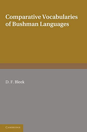 Beispielbild fr Comparative Vocabularies of Bushman Languages zum Verkauf von Chiron Media