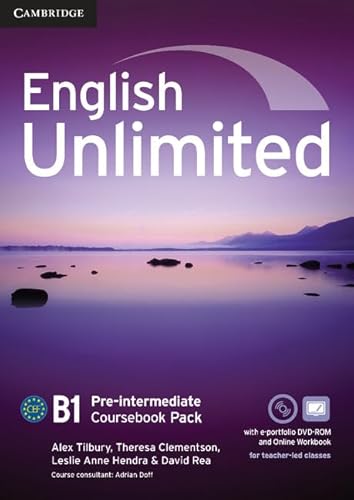 Imagen de archivo de ENGLISH UNLIMITED PRE-INTERMEDIATE COURSEBOOK WITH E-PORTFOLIO AND ONLINE WORKBO a la venta por Zilis Select Books