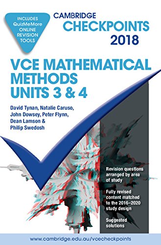 Imagen de archivo de Cambridge Checkpoints VCE Mathematical Methods Units 3 and 4 2018 and Quiz Me More a la venta por Reuseabook