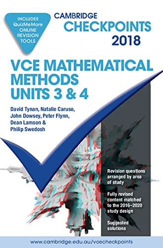 Stock image for Cambridge Checkpoints VCE Mathematical Methods Units 3 and 4 2018 and Quiz Me More for sale by Reuseabook
