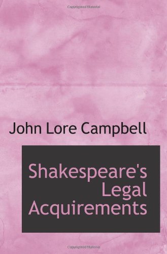 Imagen de archivo de Shakespeare's Legal Acquirements a la venta por Revaluation Books