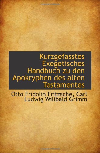 9781110974290: Kurzgefasstes Exegetisches Handbuch zu den Apokryphen des alten Testamentes