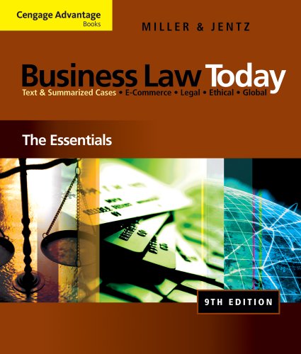 Bundle: Cengage Advantage Books: Business Law Today: The Essentials, 9th + Study Guide (9781111081362) by Miller, Roger LeRoy; Jentz, Gaylord A.