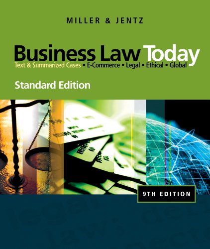 Bundle: Business Law Today, Standard Edition, 9th + WebTutorâ„¢ on WebCTâ„¢ 2-Semester Printed Access Card (9781111081409) by Miller, Roger LeRoy; Jentz, Gaylord A.