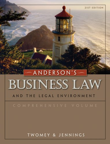 9781111081942: Bundle: Anderson's Business Law and the Legal Environment, Comprehensive Volume, 21st + Business Law Digital Video Library Printed Access Card