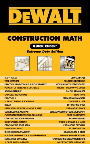 Beispielbild fr DEWALT Construction Math Quick Check: Extreme Duty Edition (DEWALT Series) zum Verkauf von BooksRun
