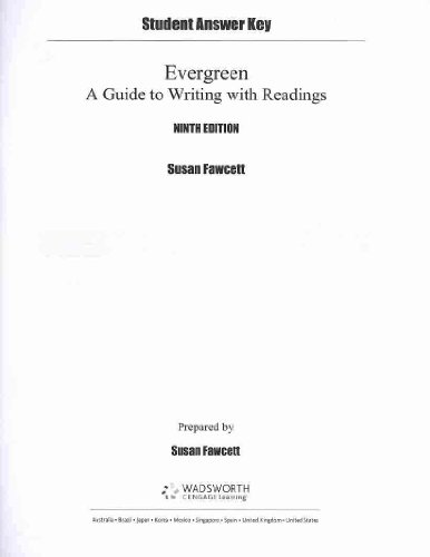 9781111353766: Student Answer Key for Evergreen: A Guide to Writing with Readings