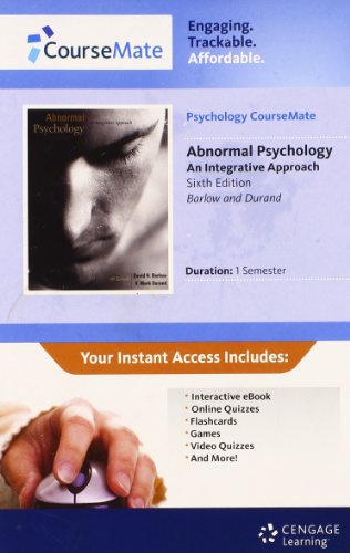 Stock image for Psychology CourseMate: Abnormal Psychology, 6th Edition for sale by SecondSale