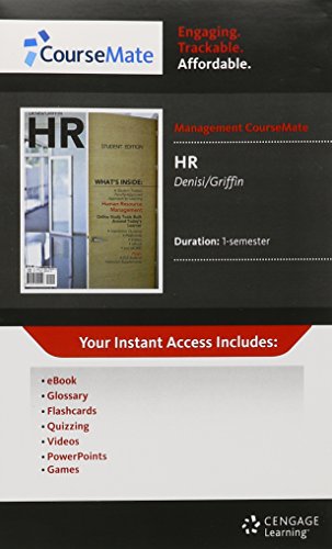 CourseMate Printed Access Card for Denisi/Griffin's HRM (9781111472146) by Angelo S. DeNisi