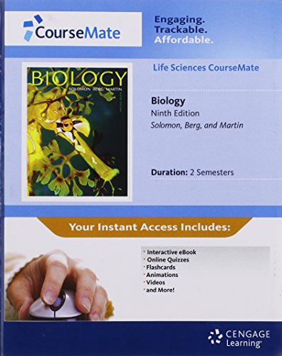 Imagen de archivo de Biology CourseMate with eBook 2-Semester Printed Access Card for Solomon/Berg/Martin's Biology, 9th a la venta por Bulrushed Books