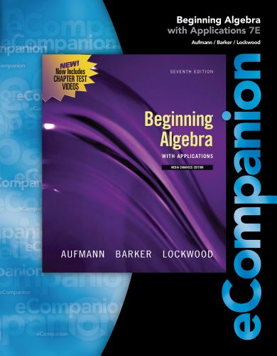 Bundle: eCompanion for Beginning Algebra + WebAssign Homework with eBook Access Card for One Term Math and Science (9781111488086) by Aufmann, Richard N.; Lockwood, Joanne