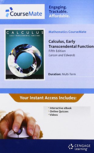 Mathematics CourseMate with eBook 2-Semester Printed Access Card for Larson/Edwards' Calculus: Early Transcendental Functions, 5th (9781111525088) by Larson, Ron; Edwards, Bruce H.