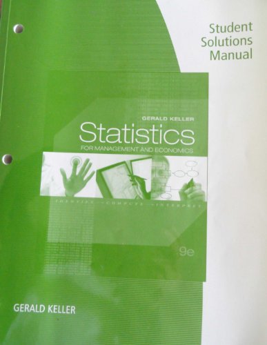 9781111531881: Student Solutions Manual for Keller's Statistics for Management and Economics, 9th