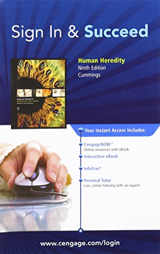 CengageNOW with eBook, Personal Tutor, InfoTrac Printed Access Card for Cummingsâ€™ Human Heredity: Principles and Issues, 9th (9781111569334) by Cummings, Michael