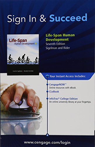 9781111577063: CengageNOW with eBook, InfoTrac 1-Semester Printed Access Card for Sigelman/Rider’s Life-Span Human Development, 7th