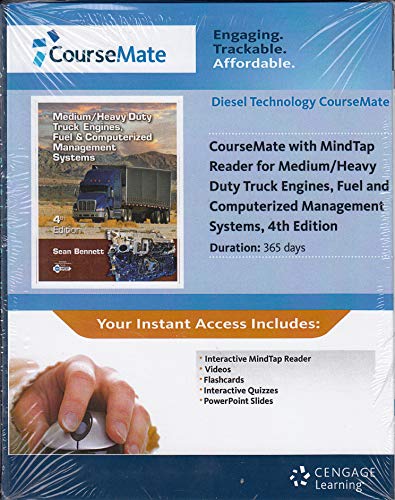 Stock image for CourseMate, 2 terms (12 months) Printed Access Card for Bennett's Medium/Heavy Duty Truck Engines, Fuel & Computerized Management Systems, 4th for sale by A Team Books