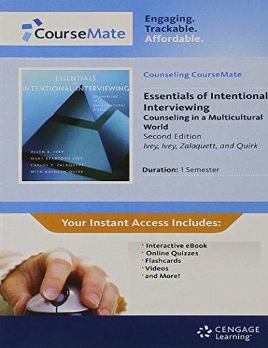Beispielbild fr Counseling CourseMate with eBook Printed Access Card for Ivey/Ivey/Quirk's Essentials of Intentional Interviewing: Counseling in a Multicultural World, 2nd zum Verkauf von A Team Books